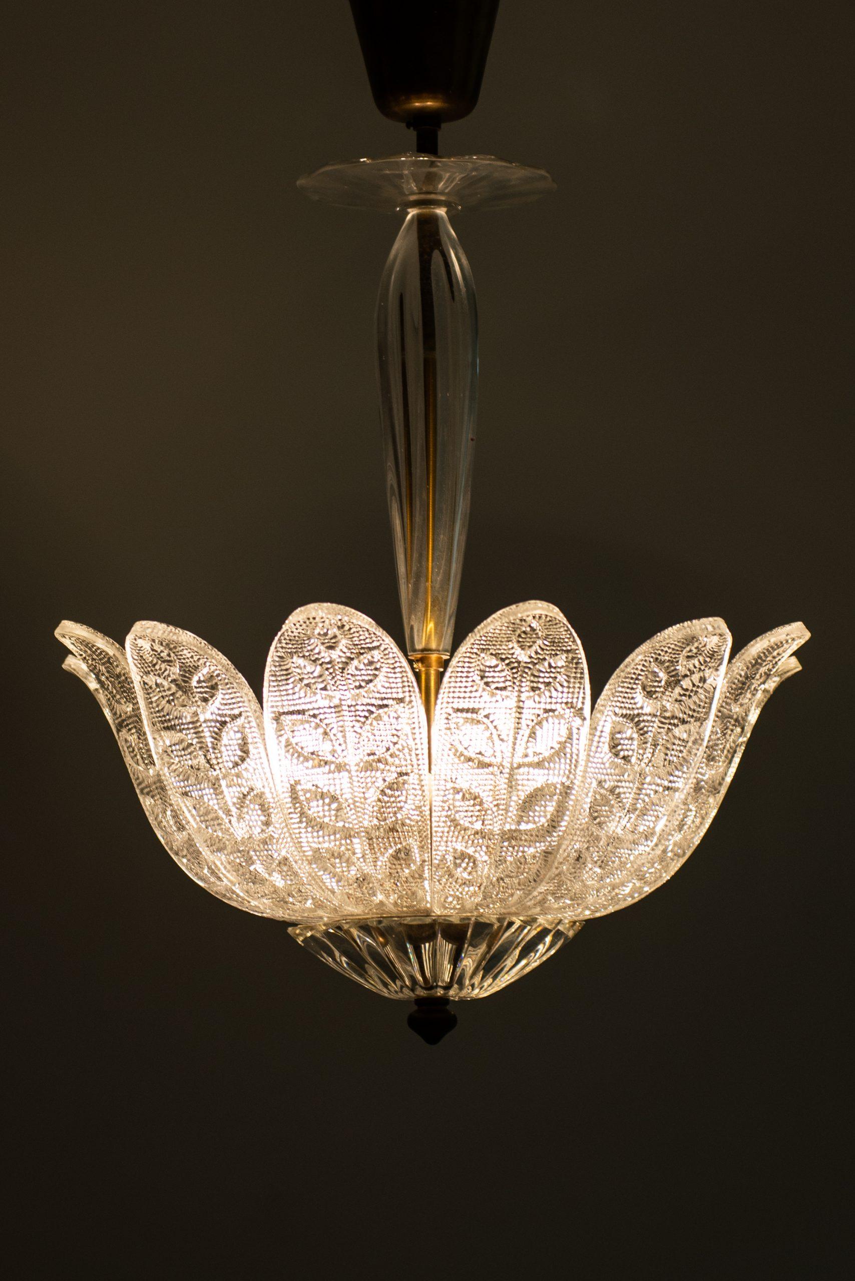 Swedish Carl Fagerlund Ceiling Lamp Produced by Orrefors in Sweden