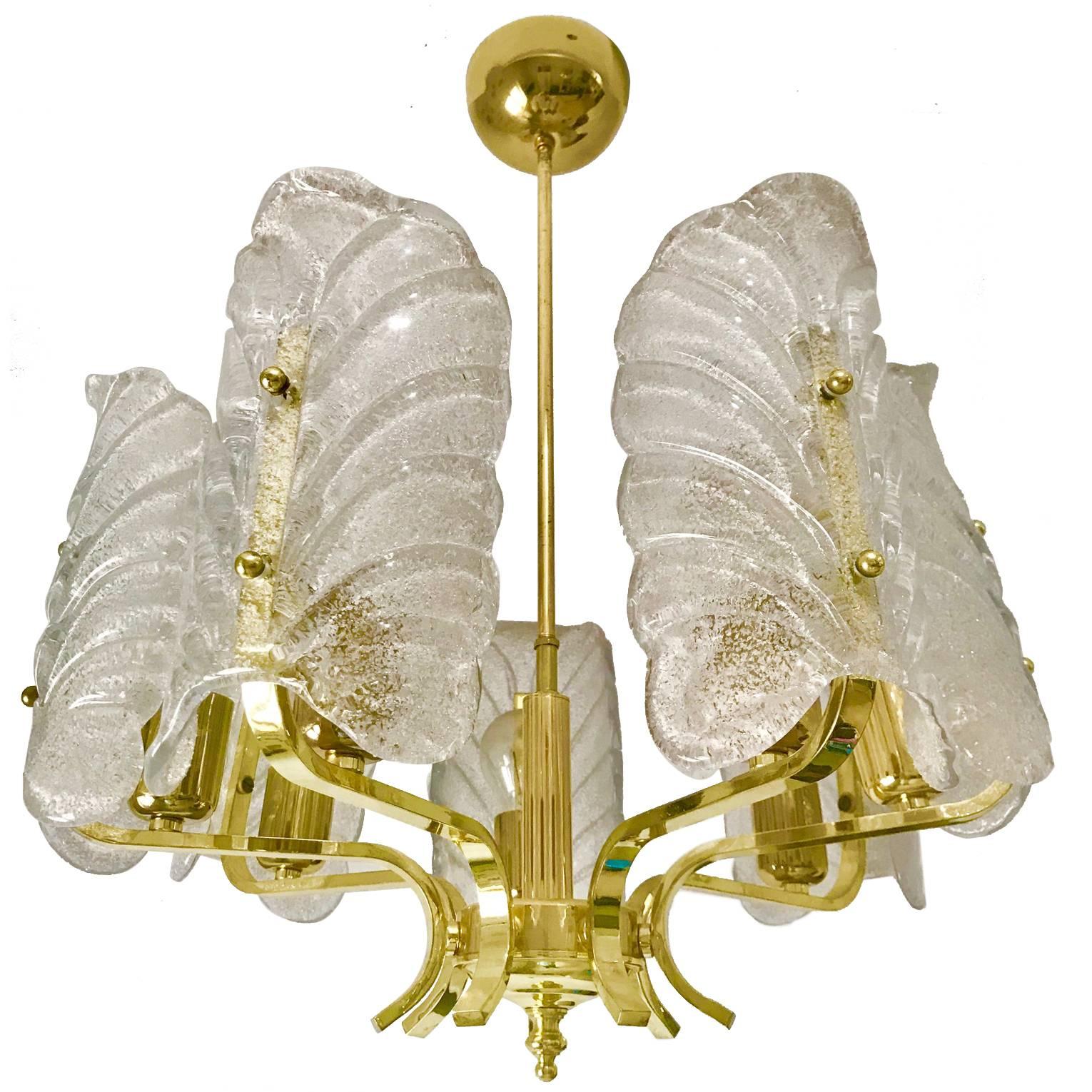 Carl Fagerlund mid-century Chandelier by Orrefors Murano Glass , 1970 For Sale