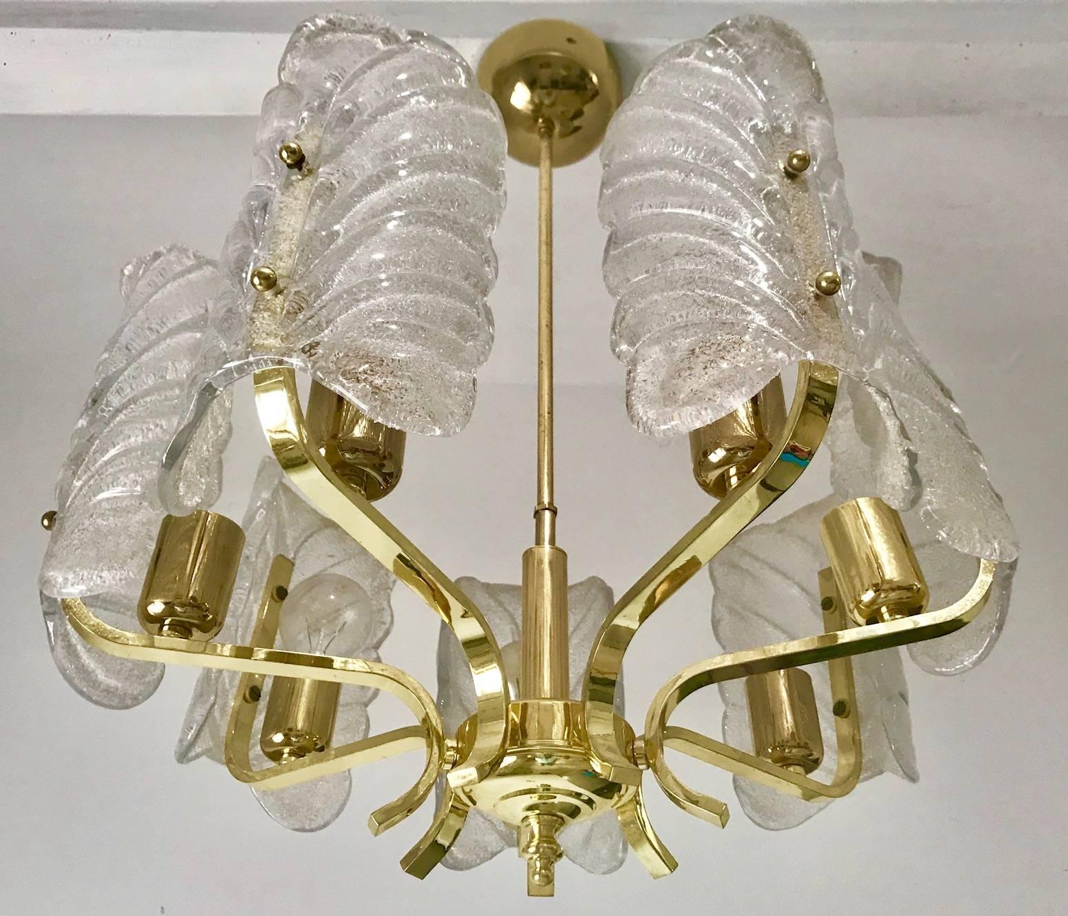 Italian Carl Fagerlund mid-century Chandelier by Orrefors Murano Glass , 1970 For Sale