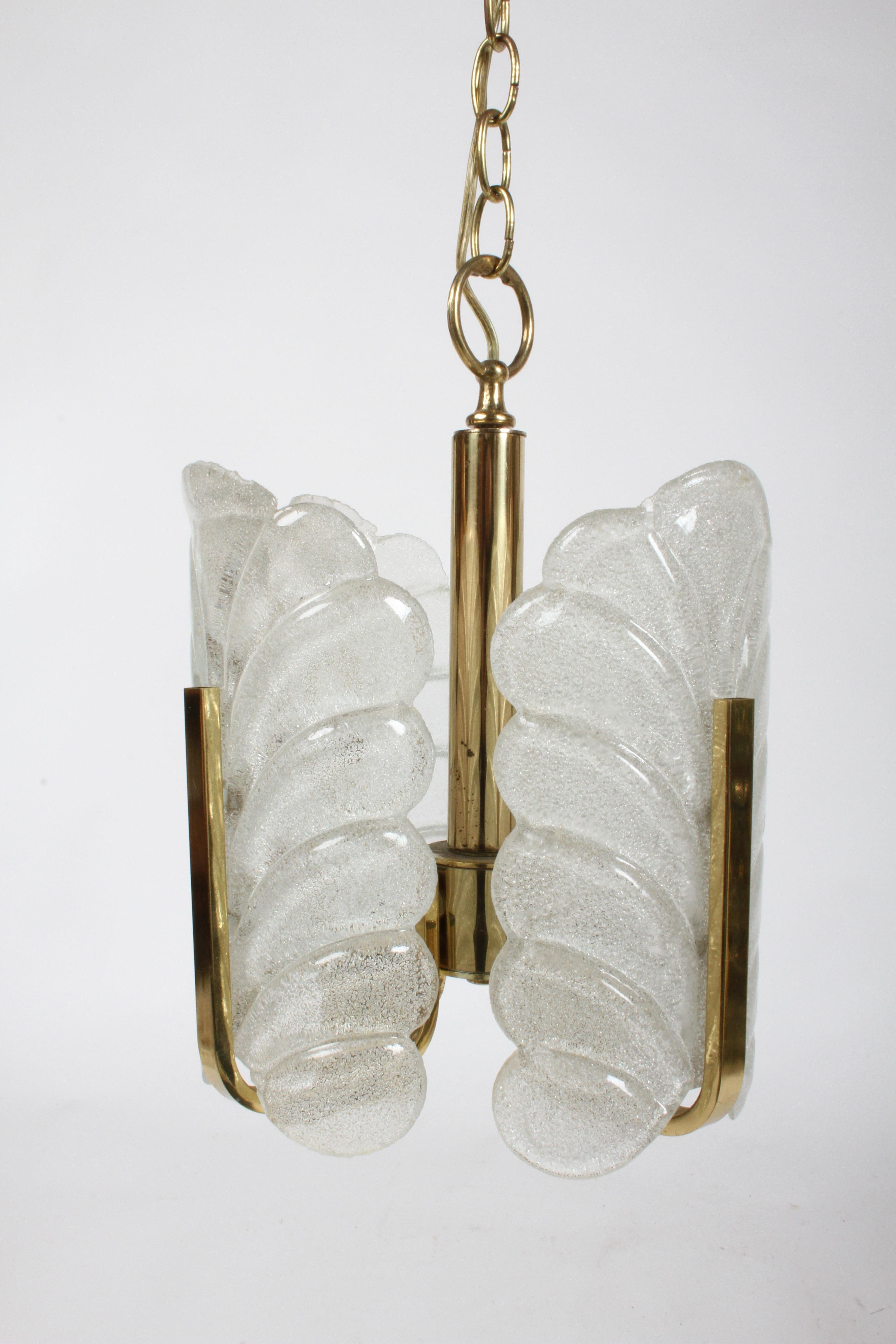 Carl Fagerlund Chandelier for Orrefors Sweden Textured Acanthus Glass Leaves  For Sale 8