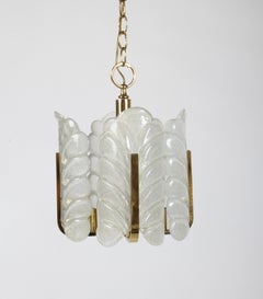 Carl Fagerlund Chandelier for Orrefors Sweden Textured Acanthus Glass Leaves
