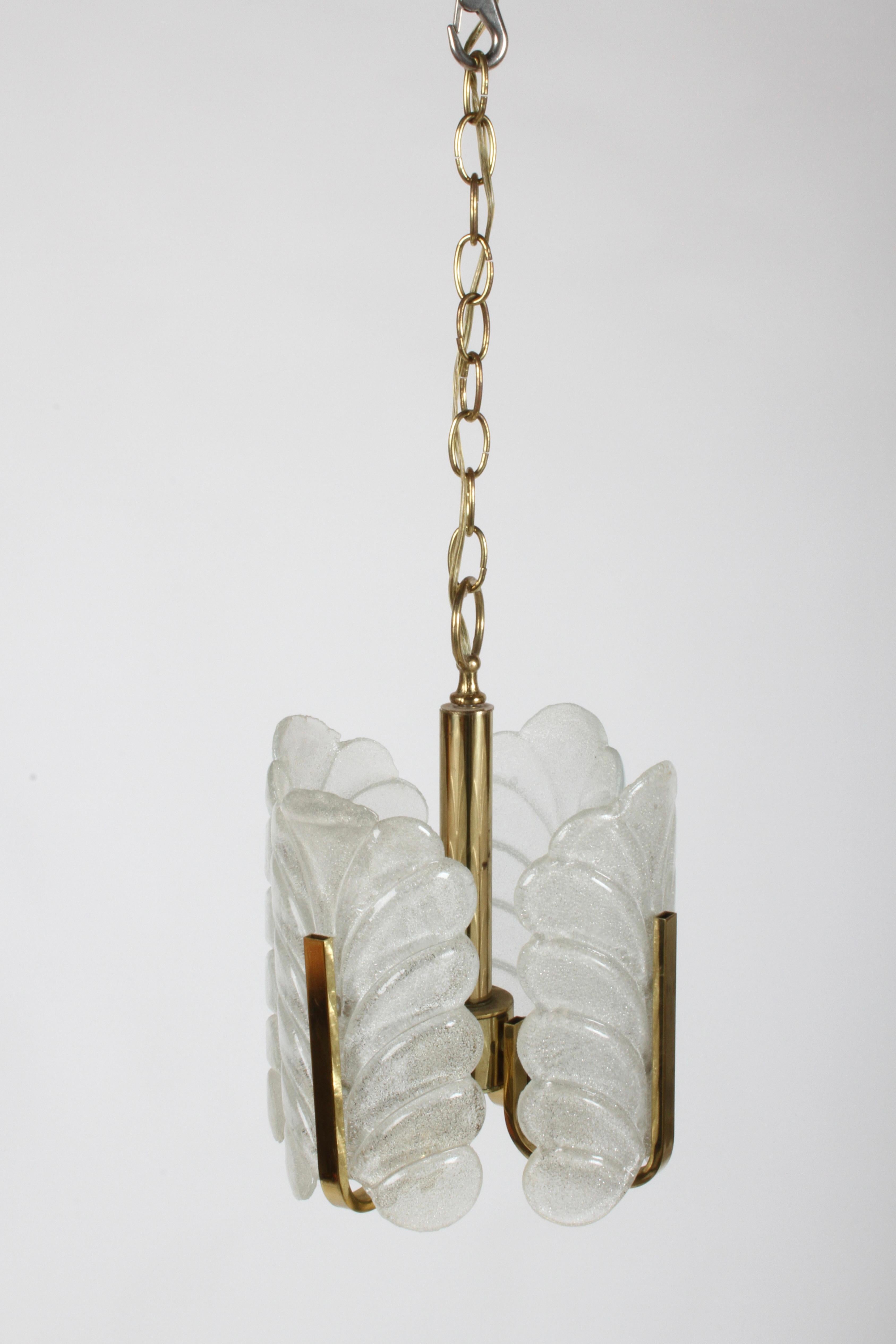 Mid-Century Modern Carl Fagerlund Chandelier for Orrefors Sweden Textured Acanthus Glass Leaves  For Sale