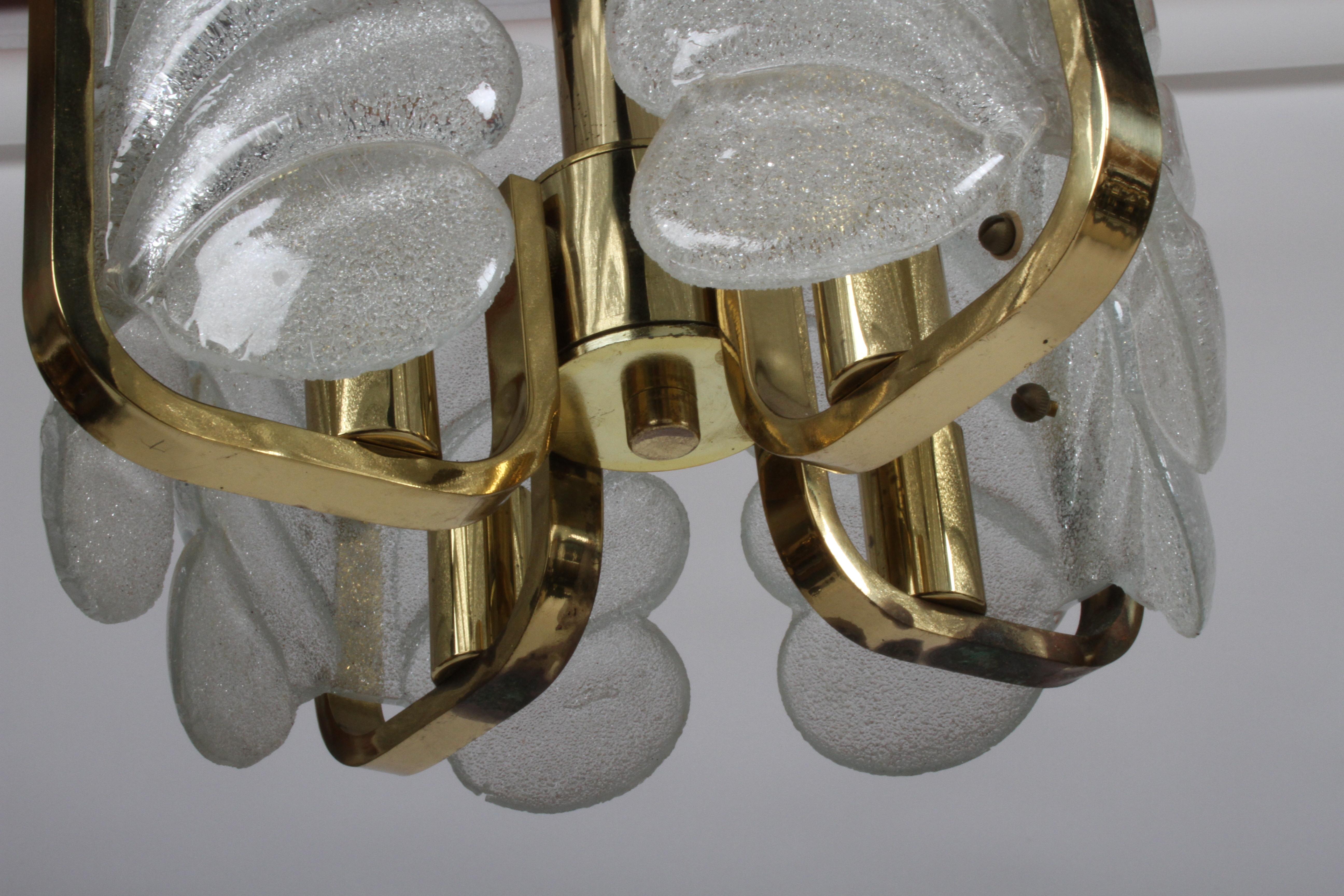 Carl Fagerlund Chandelier for Orrefors Sweden Textured Acanthus Glass Leaves  For Sale 2