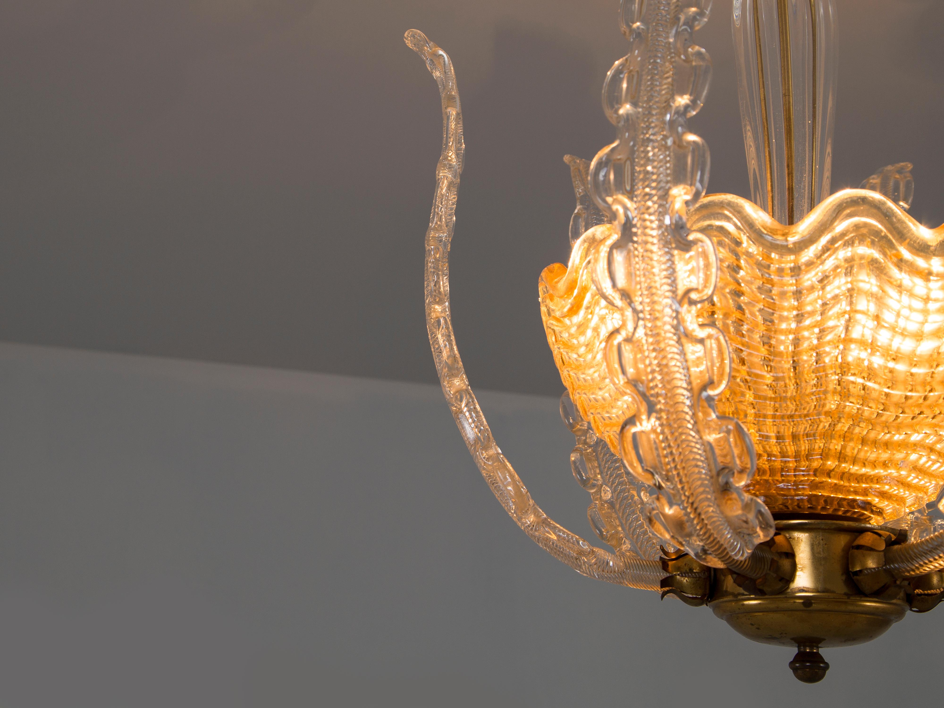 Mid-20th Century Carl Fagerlund Chandelier in Brass and Glass