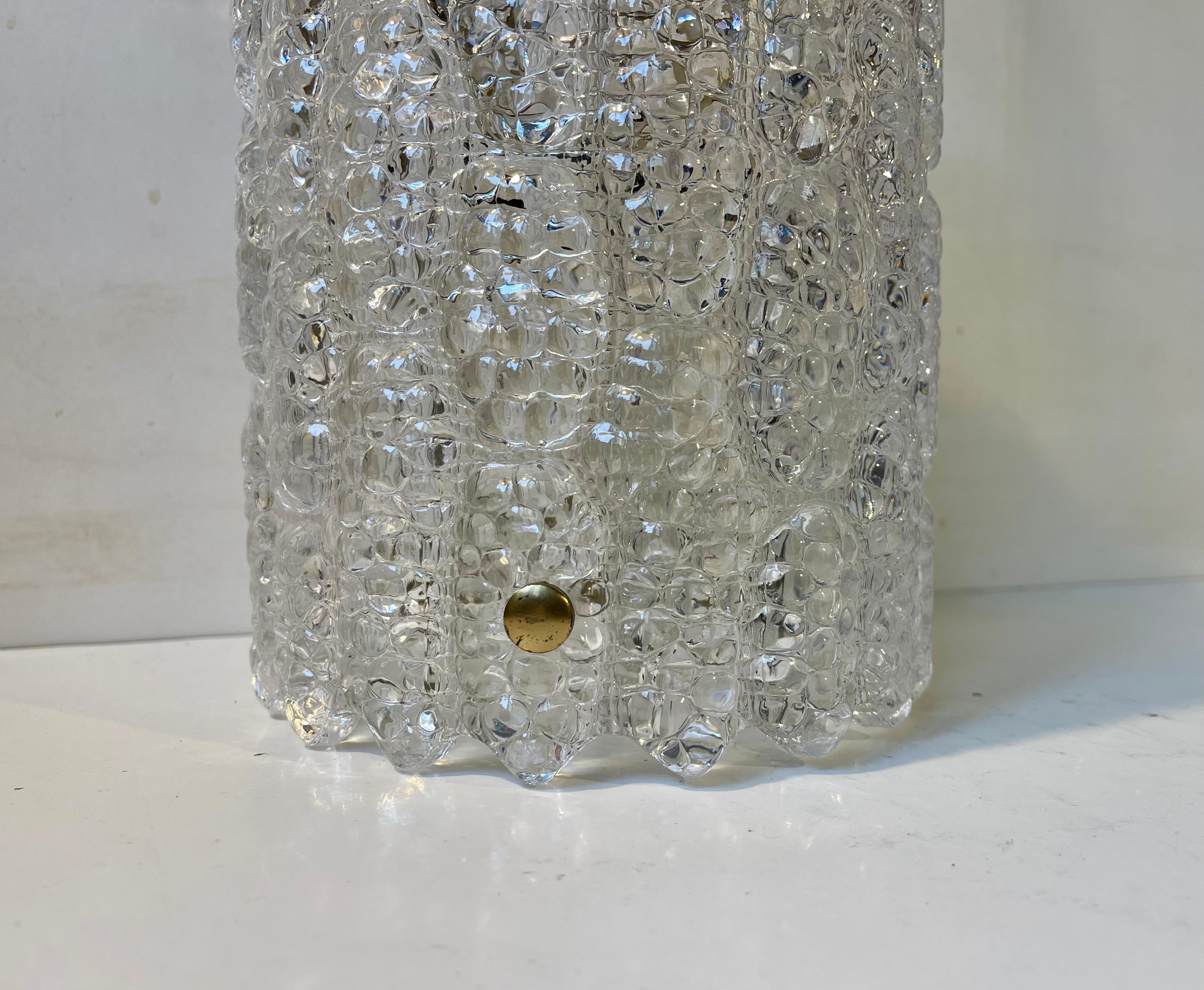 Mid-20th Century Carl Fagerlund Crystal and Brass Hanging Lamp for Orrefors, 1960s For Sale