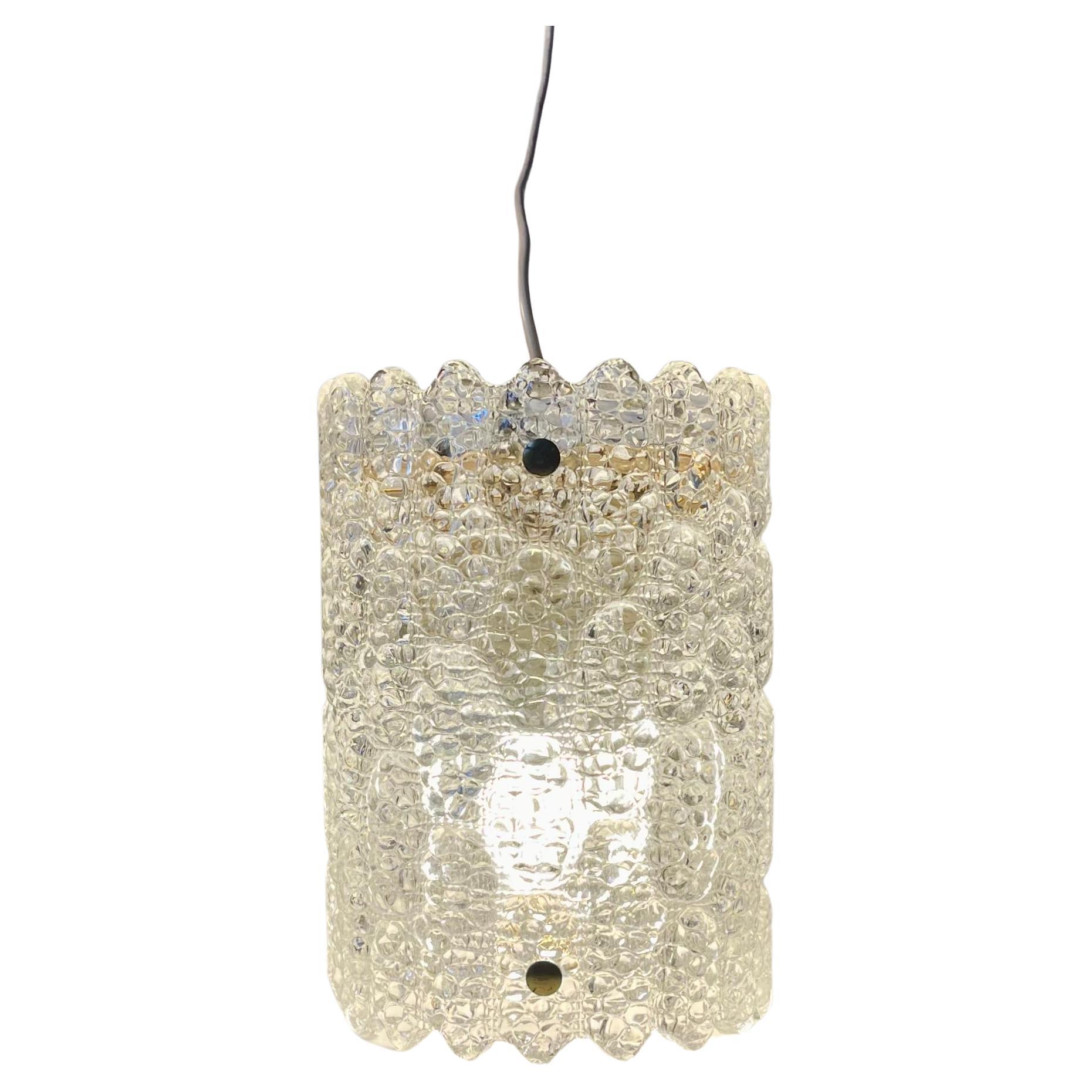 Carl Fagerlund Crystal and Brass Hanging Lamp for Orrefors, 1960s For Sale