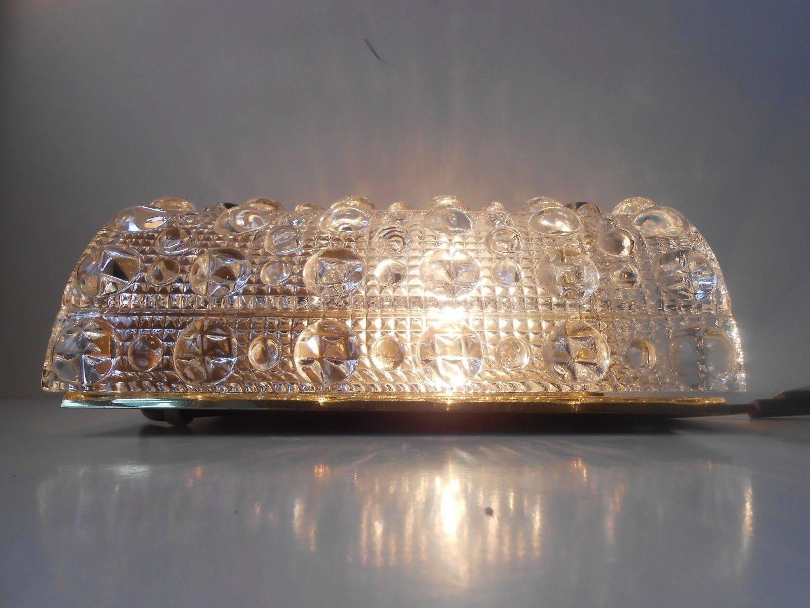 Carl Fagerlund Crystal and Brass Wall Sconce, Orrefors, 1950s In Good Condition In Esbjerg, DK