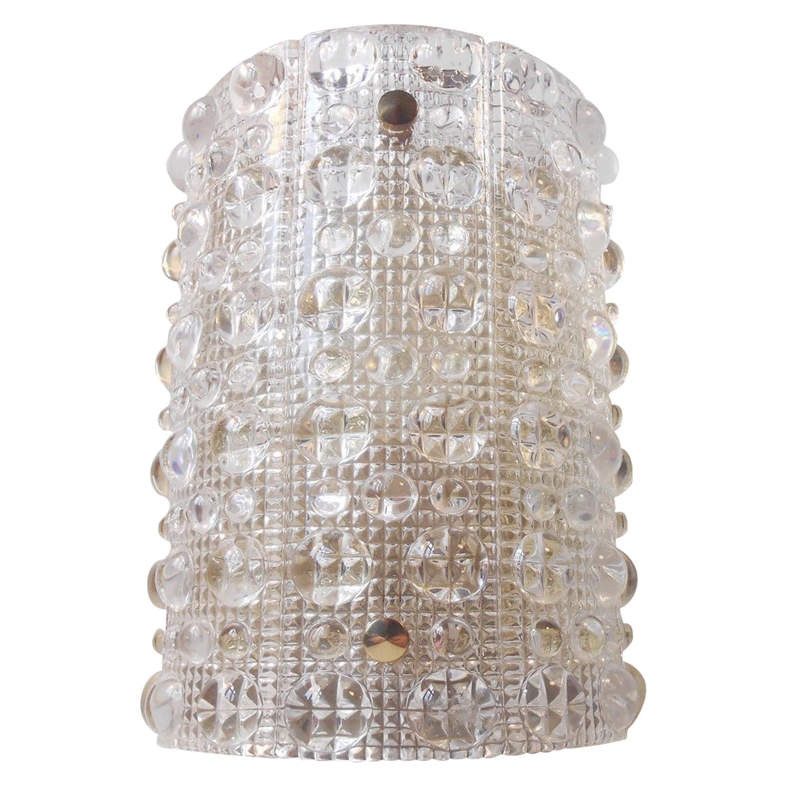 Carl Fagerlund Crystal and Brass Wall Sconce, Orrefors, 1950s