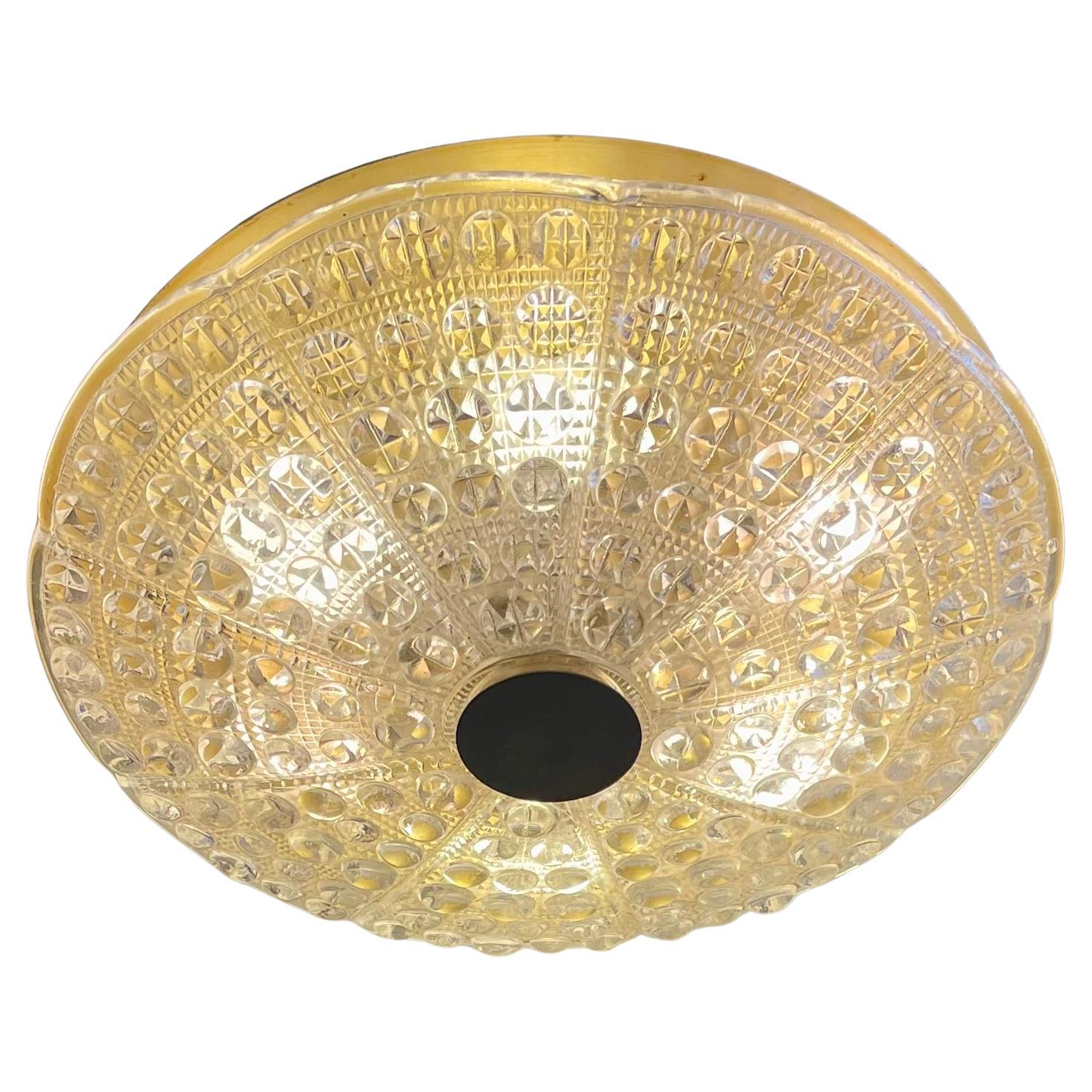 Carl Fagerlund Crystal Ceiling or Wall Lamp for Orrefors Sweden, 1960s For Sale