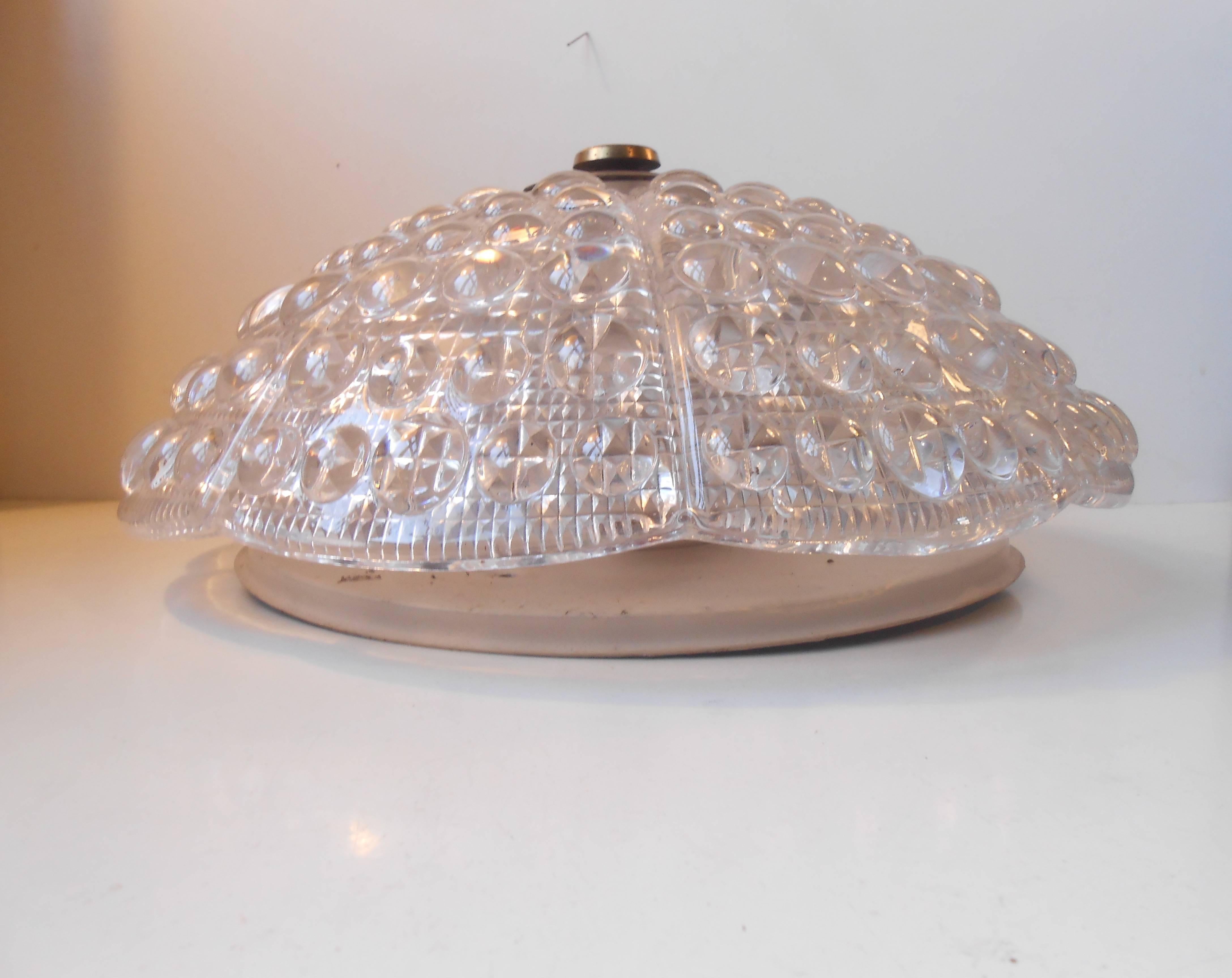 Mid-Century Modern Carl Fagerlund Crystal Flush Mount Chandelier or Sconce, Orrefors 1950s For Sale