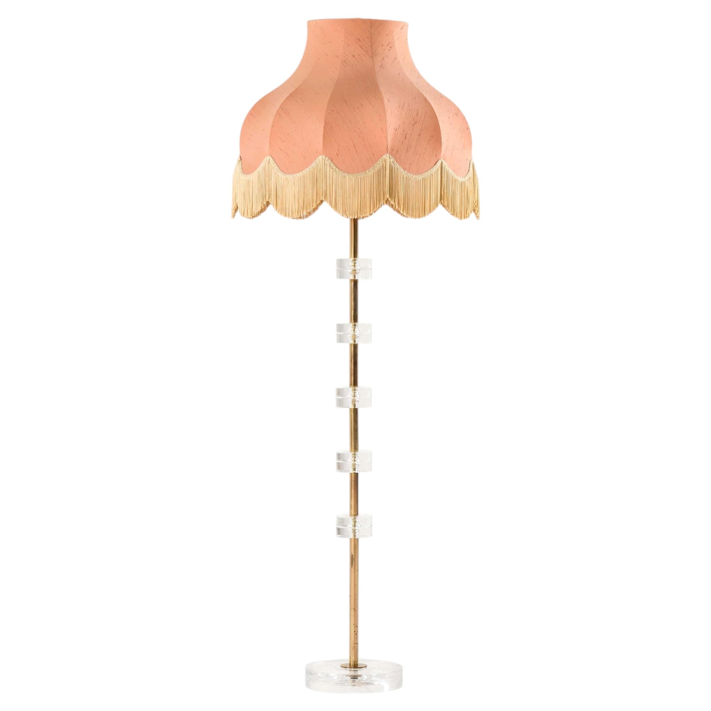 Carl Fagerlund Floor Lamp in Brass & Glass by Orrefors, 1960s For Sale