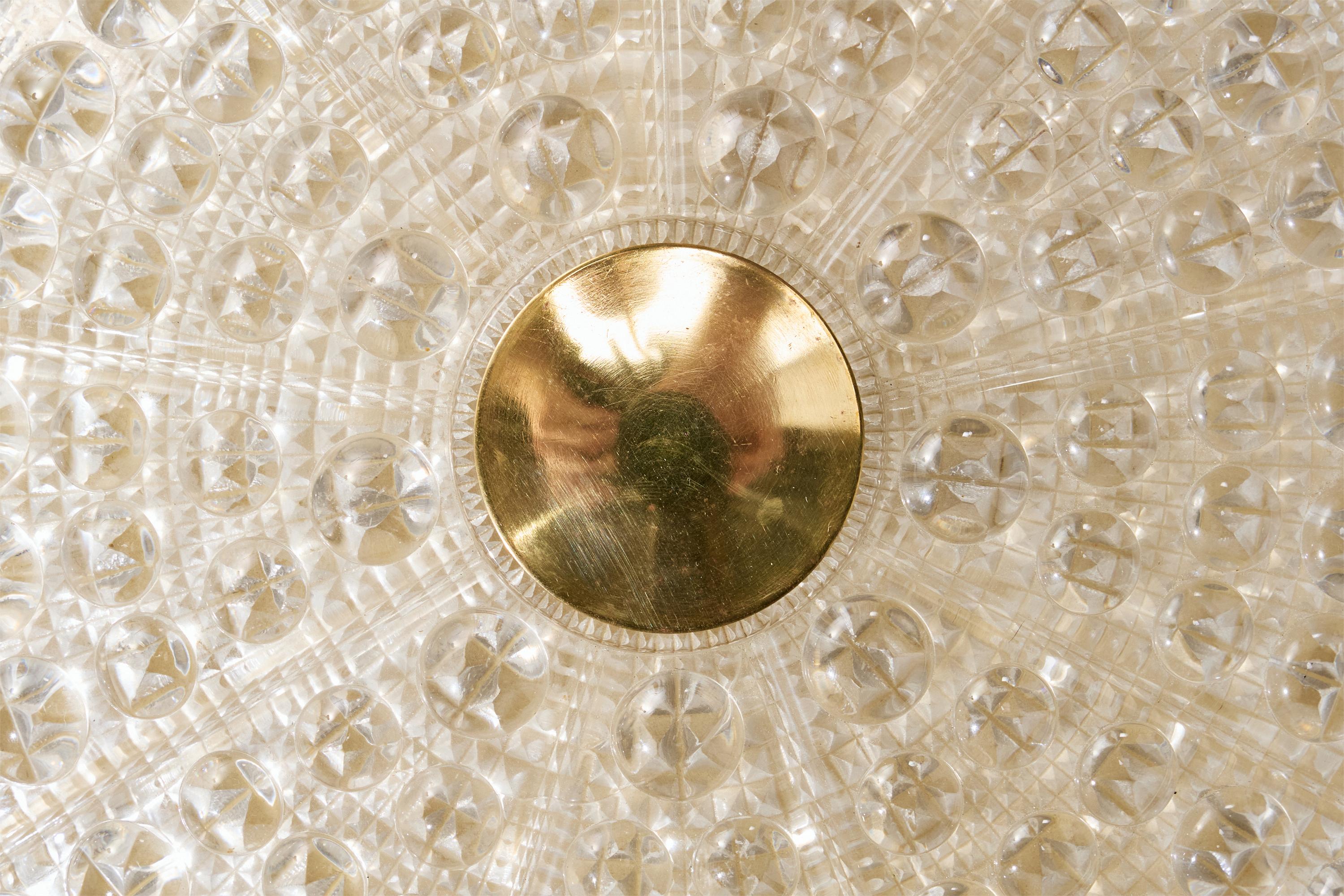 Carl Fagerlund, Flush Mount, Messing, Glas, Dänemark, 1950er Jahre (Mitte des 20. Jahrhunderts) im Angebot