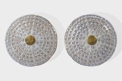 Carl Fagerlund, Flush Mounts, Brass, Glass, Sweden, 1950s