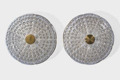 Carl Fagerlund, Flush Mounts, Brass, Glass, Sweden, 1950s