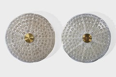 Carl Fagerlund, Flush Mounts, Brass, Glass, Sweden, 1950s