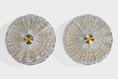 Carl Fagerlund, Flush Mounts, Brass, Glass, Sweden, 1950s