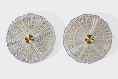 Carl Fagerlund, Flush Mounts, Brass, Glass, Sweden, 1950s