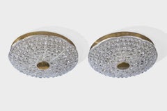 Carl Fagerlund, Flush Mounts, Brass, Glass, Sweden, 1950s