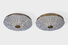 Carl Fagerlund, Flush Mounts, Brass, Glass, Sweden, 1950s