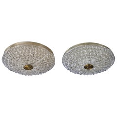 Carl Fagerlund, Flush Mounts, Brass, Glass, Sweden, 1950s