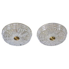 Carl Fagerlund, Flush Mounts, Brass, Glass, Sweden, 1950s