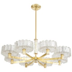 Carl Fagerlund for Orrefors Brass and Glass Chandelier