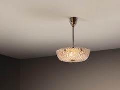 Lámpara de araña de Carl Fagerlund para Orrefors, de latón y cristal texturizado, década de 1960