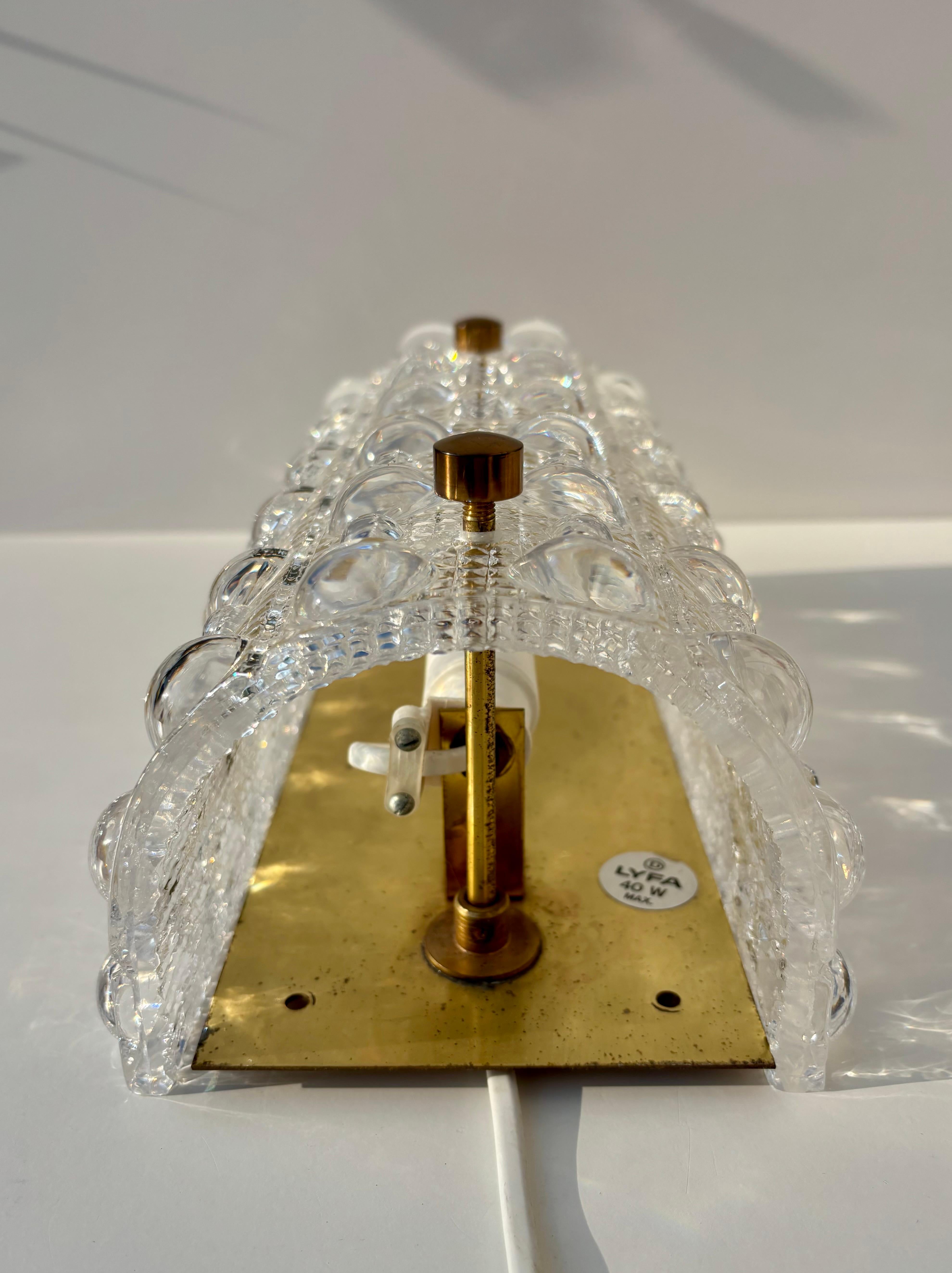 Two Carl Fagerlund for Orrefors Bubble Texture Crystal Sconce, 1950s For Sale 2
