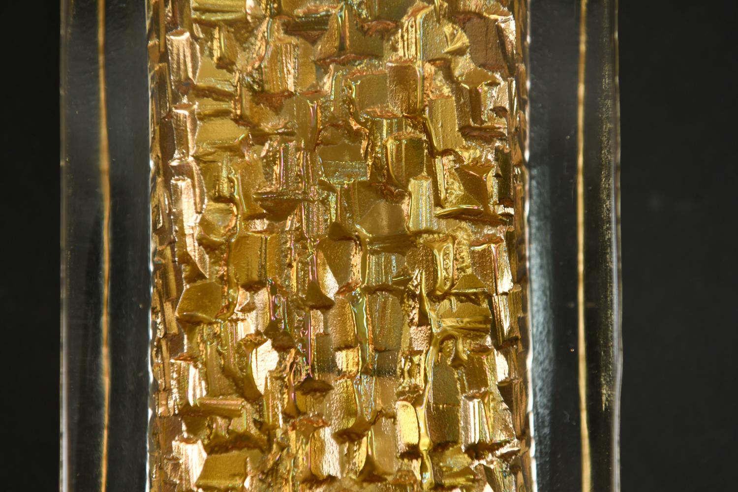 Mid-Century Modern Carl Fagerlund for Orrefors Crystal and Brass Sconce