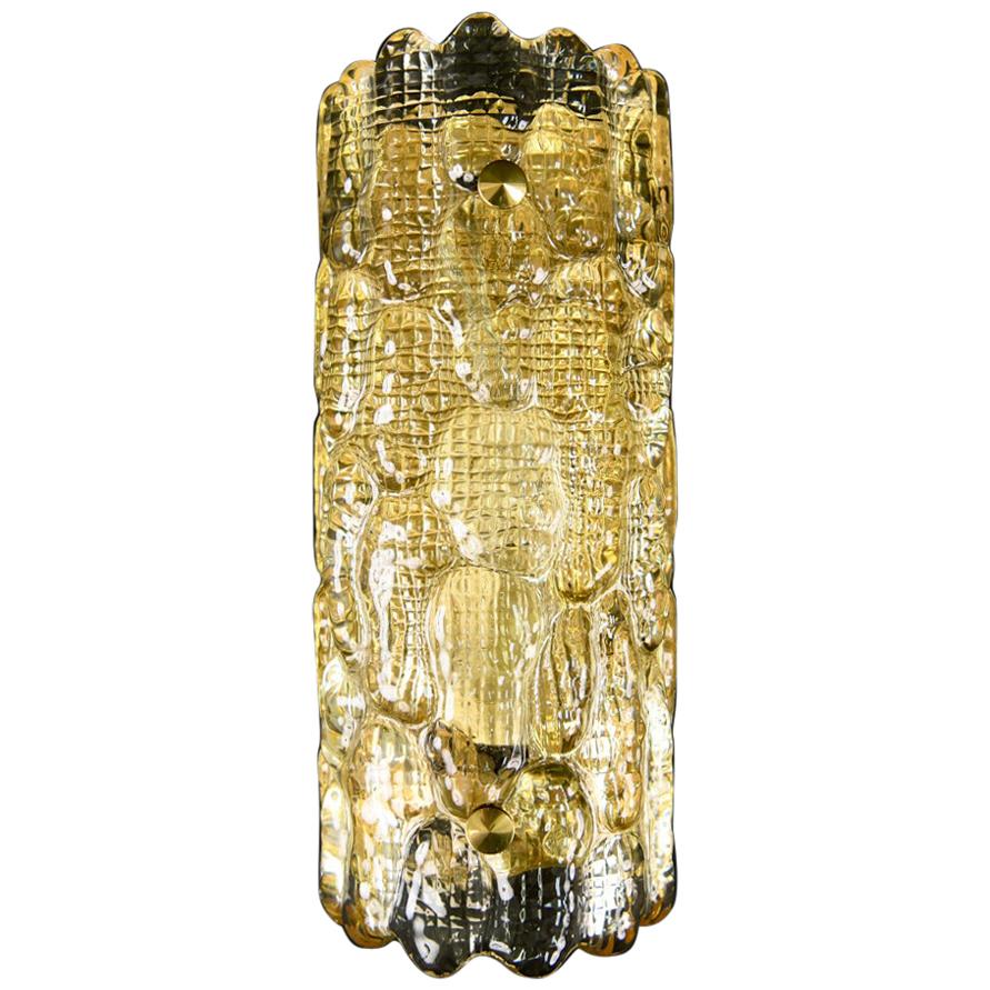 Carl Fagerlund for Orrefors Crystal and Brass Sconce