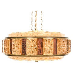 Carl Fagerlund for Orrefors Crystal & Rosewood Chandelier