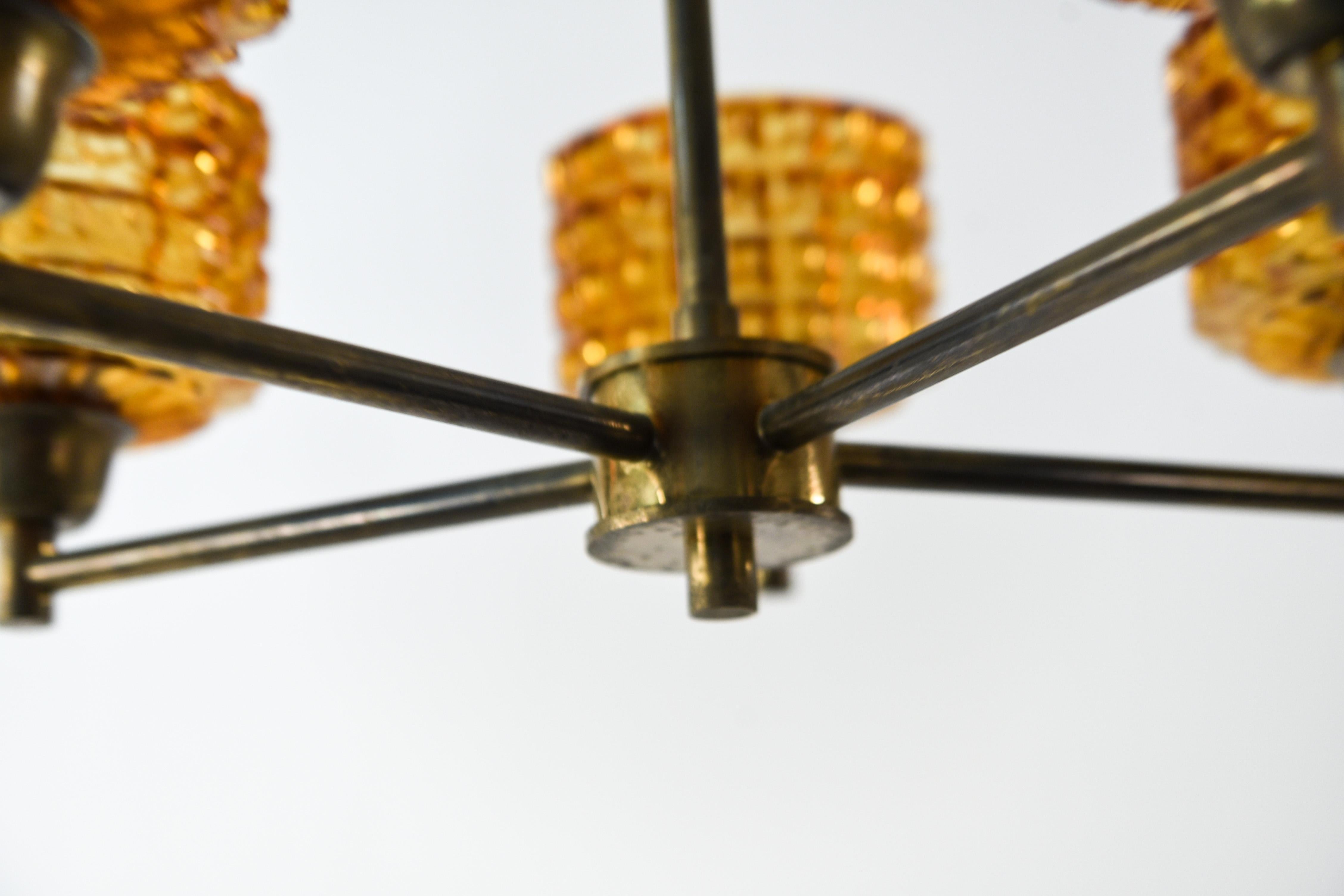 Carl Fagerlund for Orrefors Five-Arm Chandelier 7