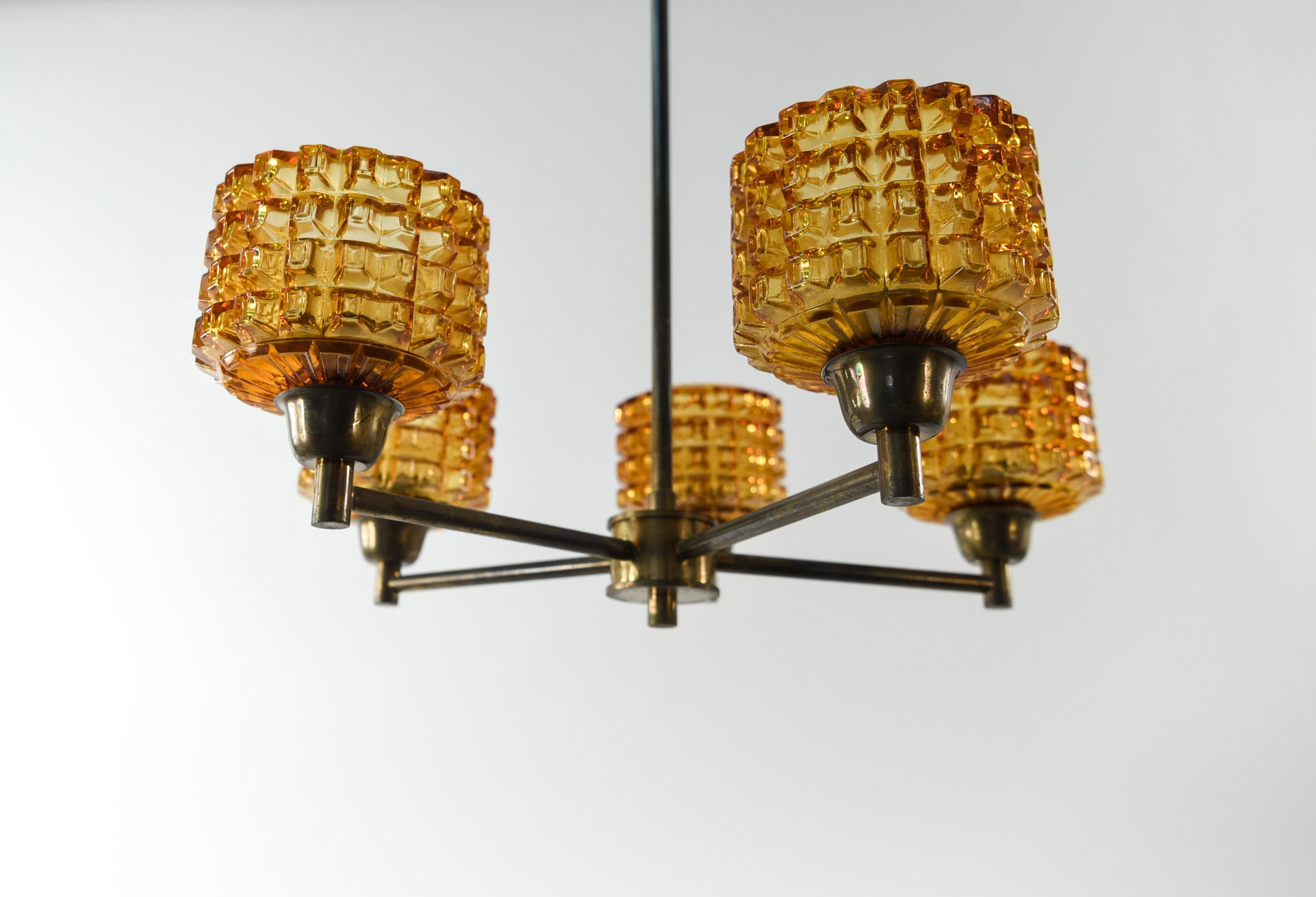 Carl Fagerlund for Orrefors Five-Arm Chandelier 8