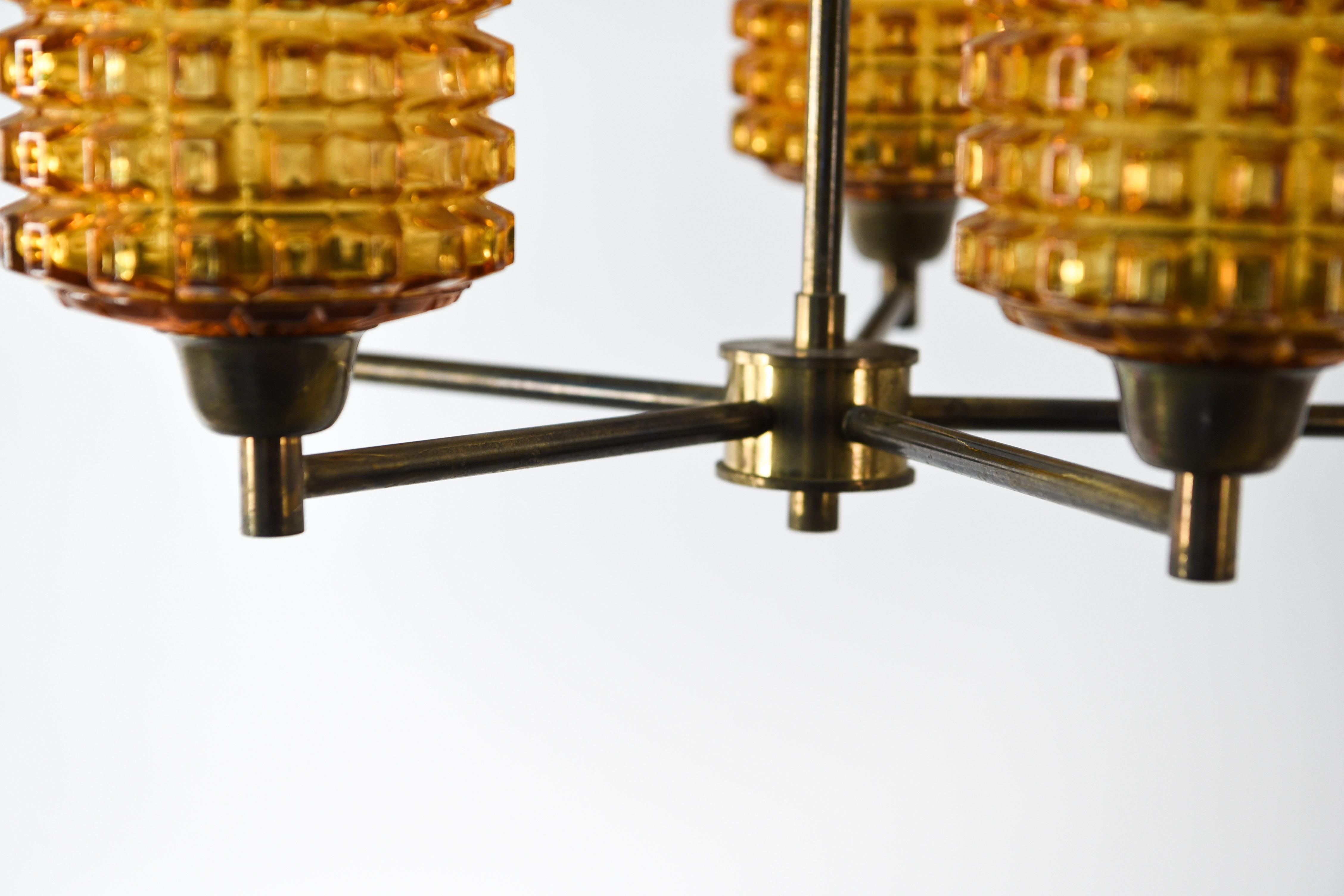 Swedish Carl Fagerlund for Orrefors Five-Arm Chandelier