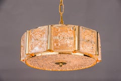 Carl Fagerlund for Orrefors, Gilded Brass, Chandelier