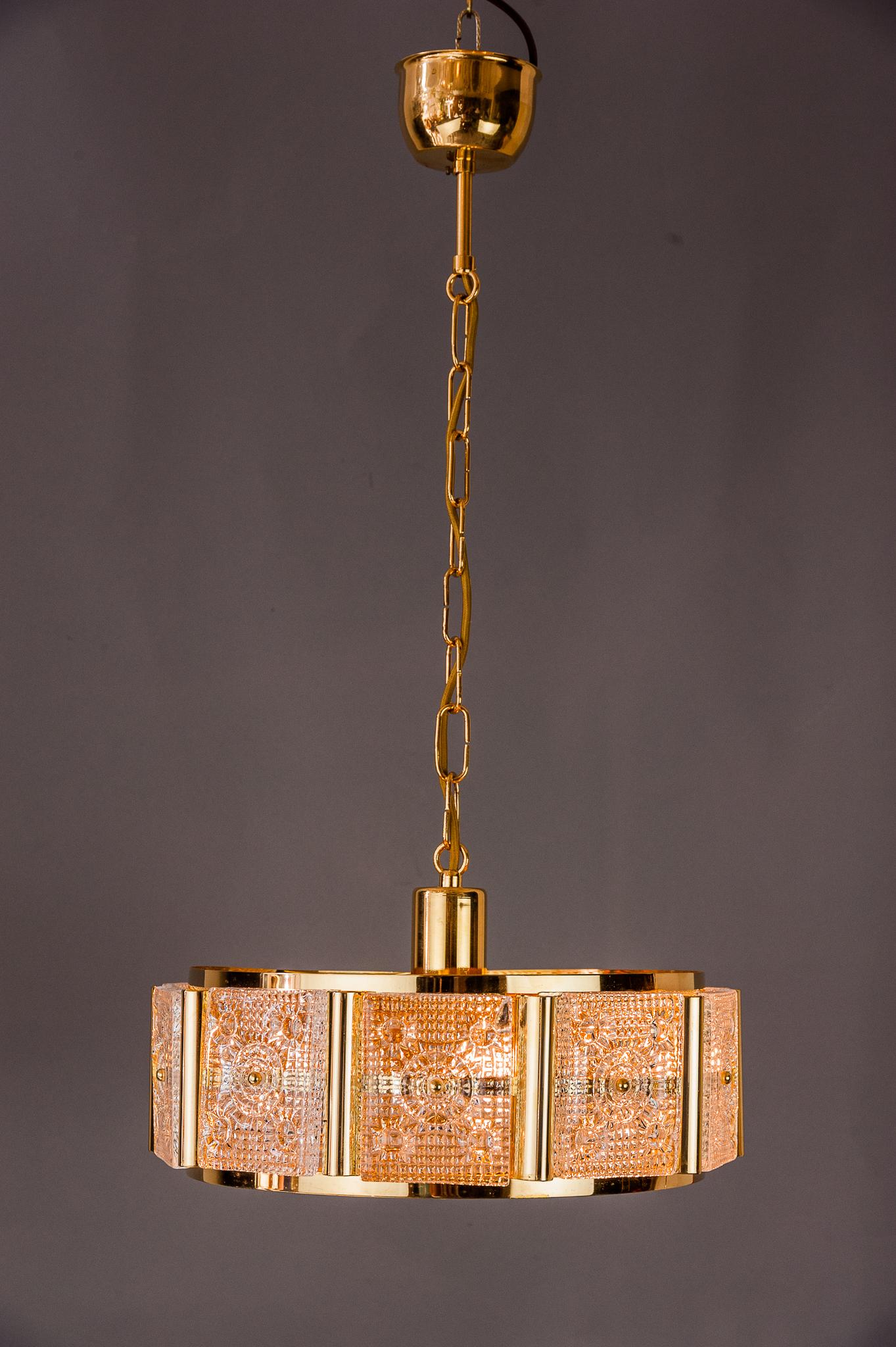 Carl Fagerlund for Orrefors, Gilded Brass, Chandelier In Good Condition For Sale In Wien, AT