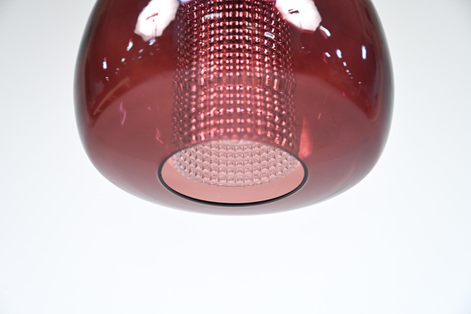 Mid-20th Century Carl Fagerlund for Orrefors Glass & Brass Pendant Light