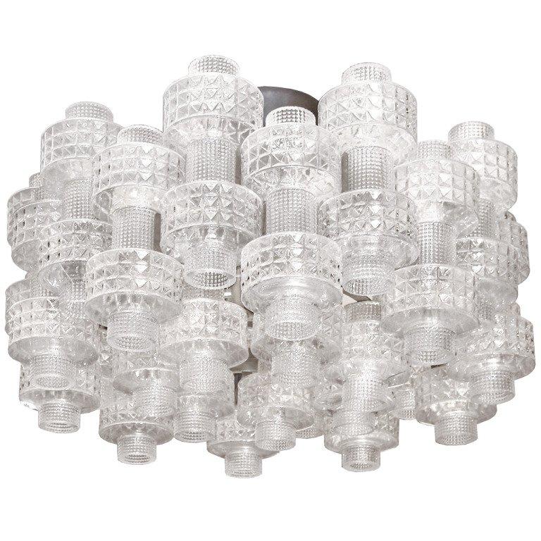 Carl Fagerlund for Orrefors Glass Ceiling Fixture In Excellent Condition For Sale In New York, NY