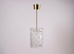 Carl Fagerlund for Orrefors Glass Pendant Ceiling Lamp with Brass, Sweden 1960s