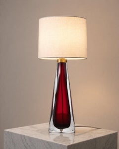 Lampe de table en verre rouge rubis Carl Fagerlund pour Orrefors, Suède, années 1960