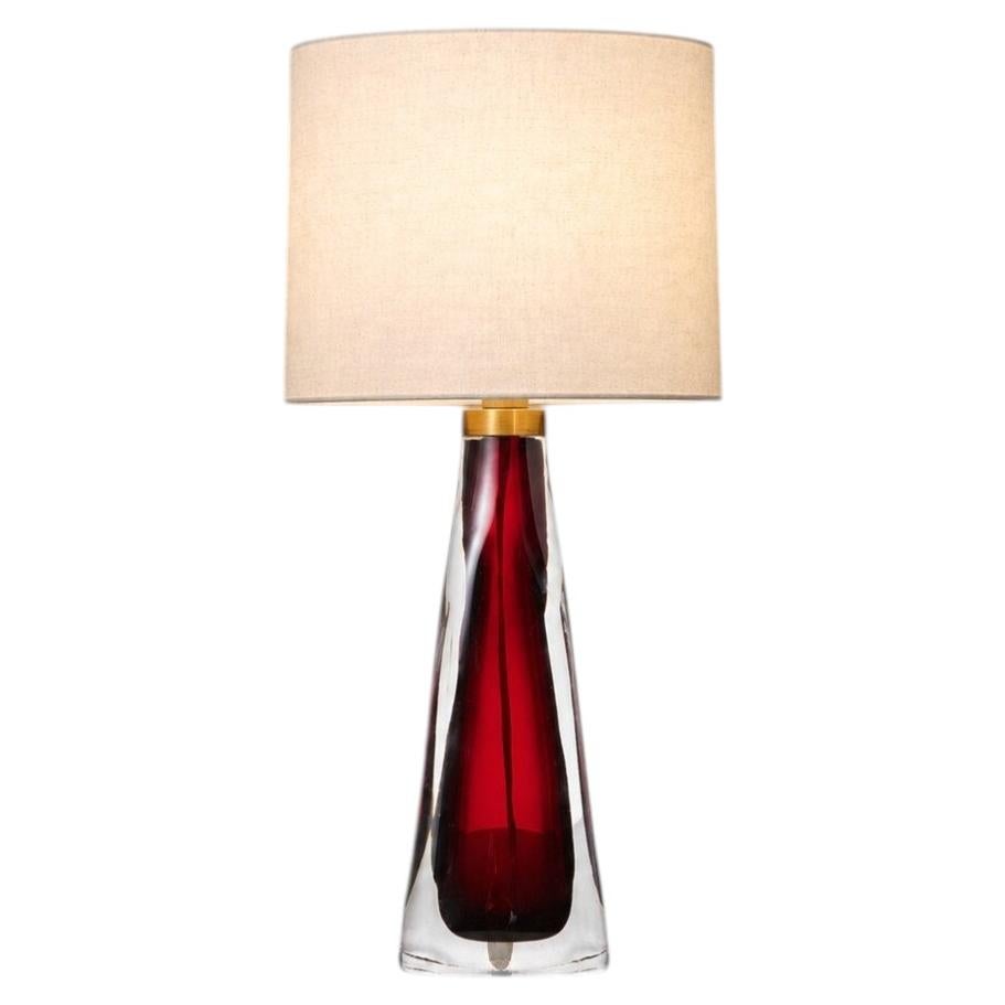 Carl Fagerlund for Orrefors Ruby Red Glass Table Lamp, Sweden, 1960s