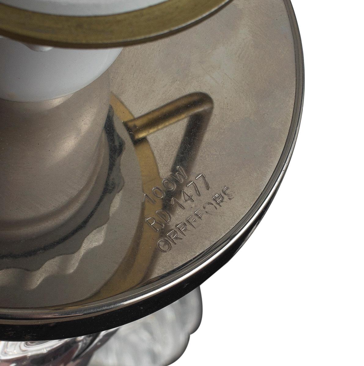 A pair of table lamps, model RD1477 designed by Carl Fagerlund for Orrefors in Sweden, both nickel caps and bases engraved Orrefors RD1477.
Note: We are selling these table lamps without lamp shades.
- Glass and nickel
- 1960s
- Midcentury,