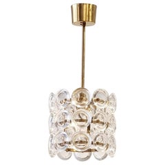 Carl Fagerlund, Pendelleuchte aus Glas und Messing, Fagerhult/Orrefors, Skandinavische Moderne