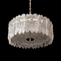 Carl Fagerlund Ice Sculpted Crystal Glass Pendant  For Orrefors, Sweden 1960