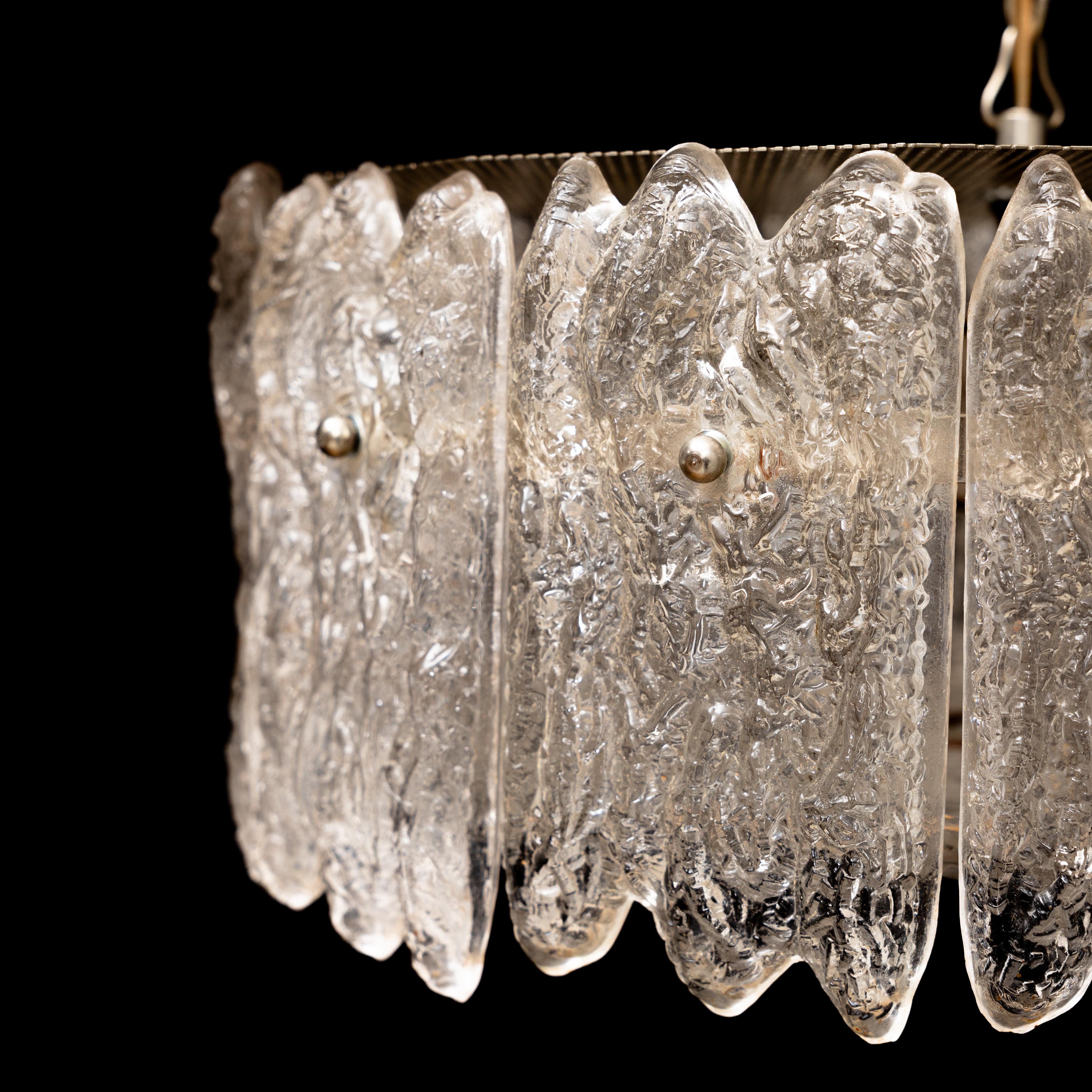 Swedish Carl Fagerlund Ice Sculpted Crystal Glass Pendant  For Orrefors, Sweden 1960 For Sale