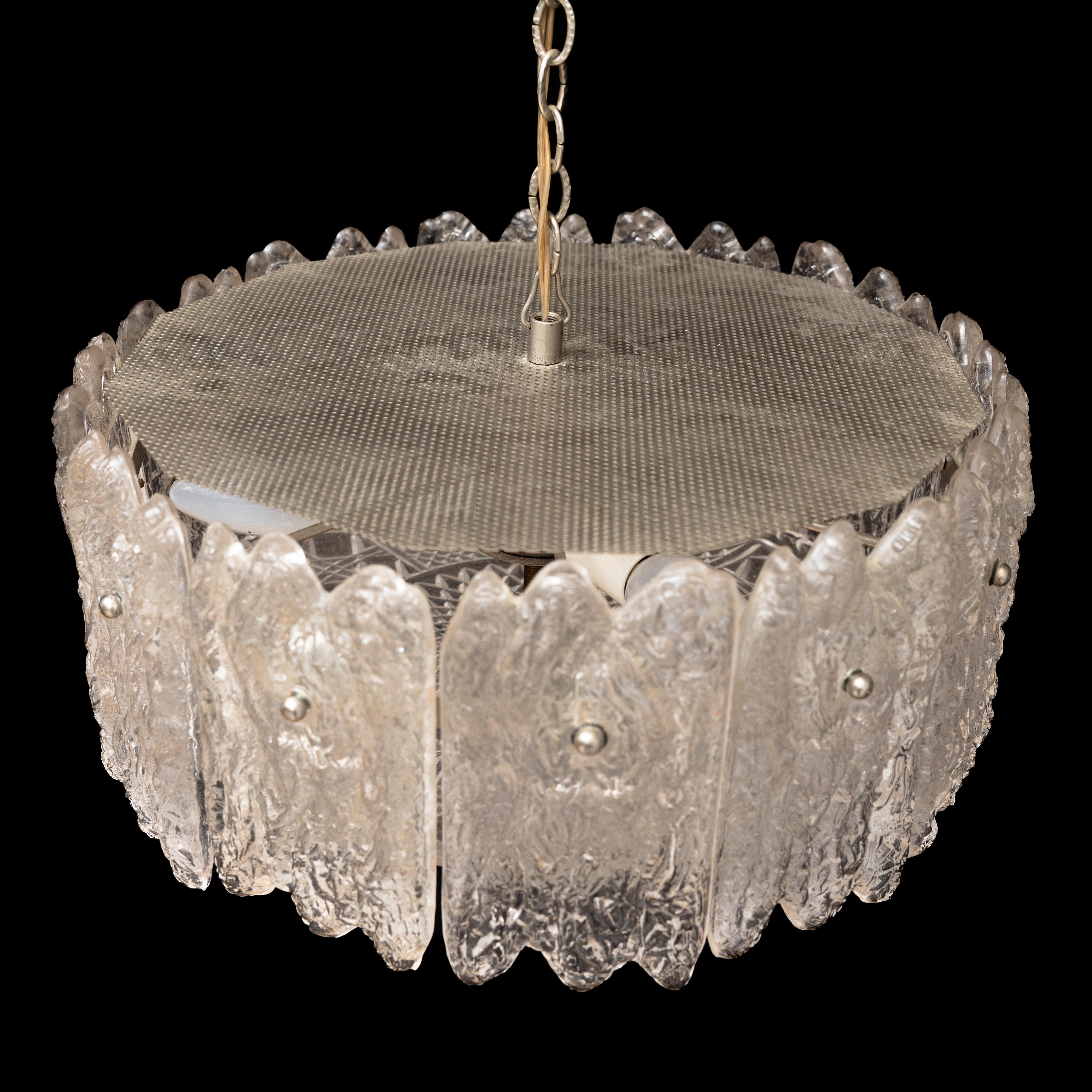 Carl Fagerlund Ice Sculpted Crystal Glass Pendant  For Orrefors, Sweden 1960 In Good Condition For Sale In Paris, FR