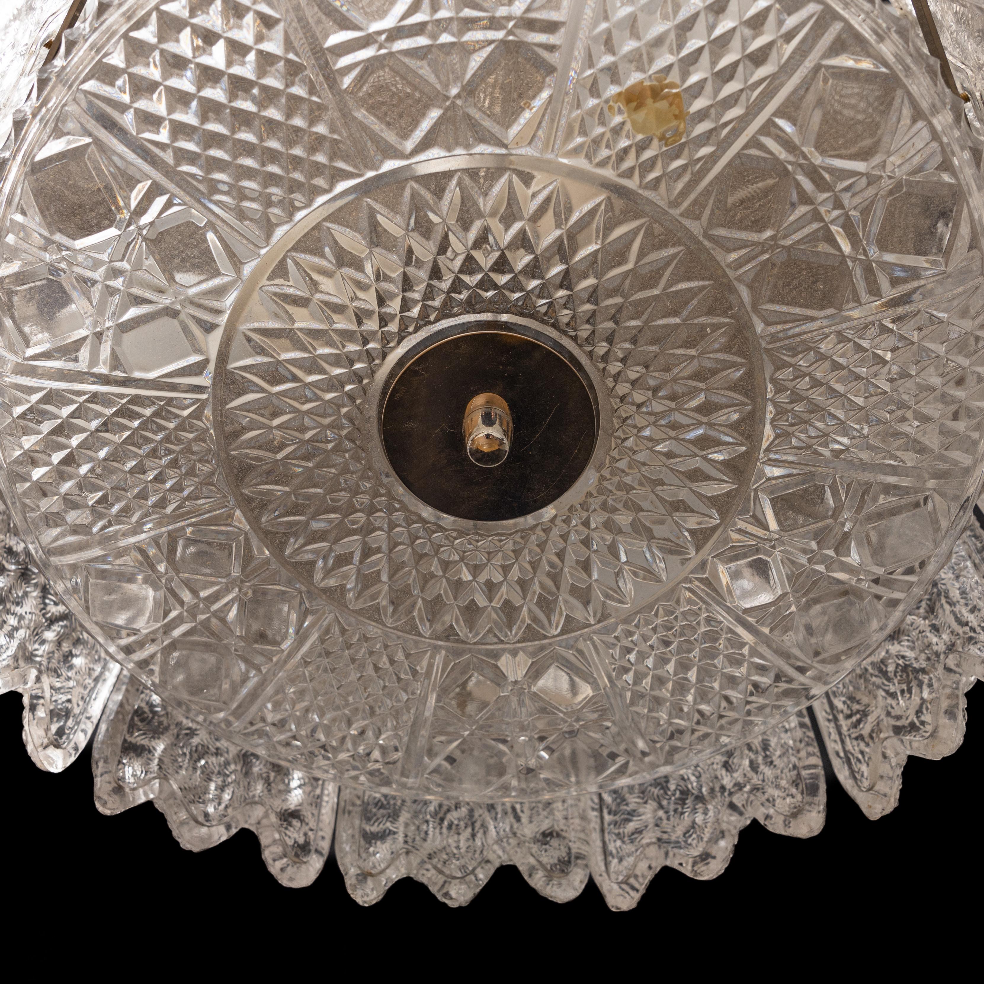 20th Century Carl Fagerlund Ice Sculpted Crystal Glass Pendant  For Orrefors, Sweden 1960 For Sale