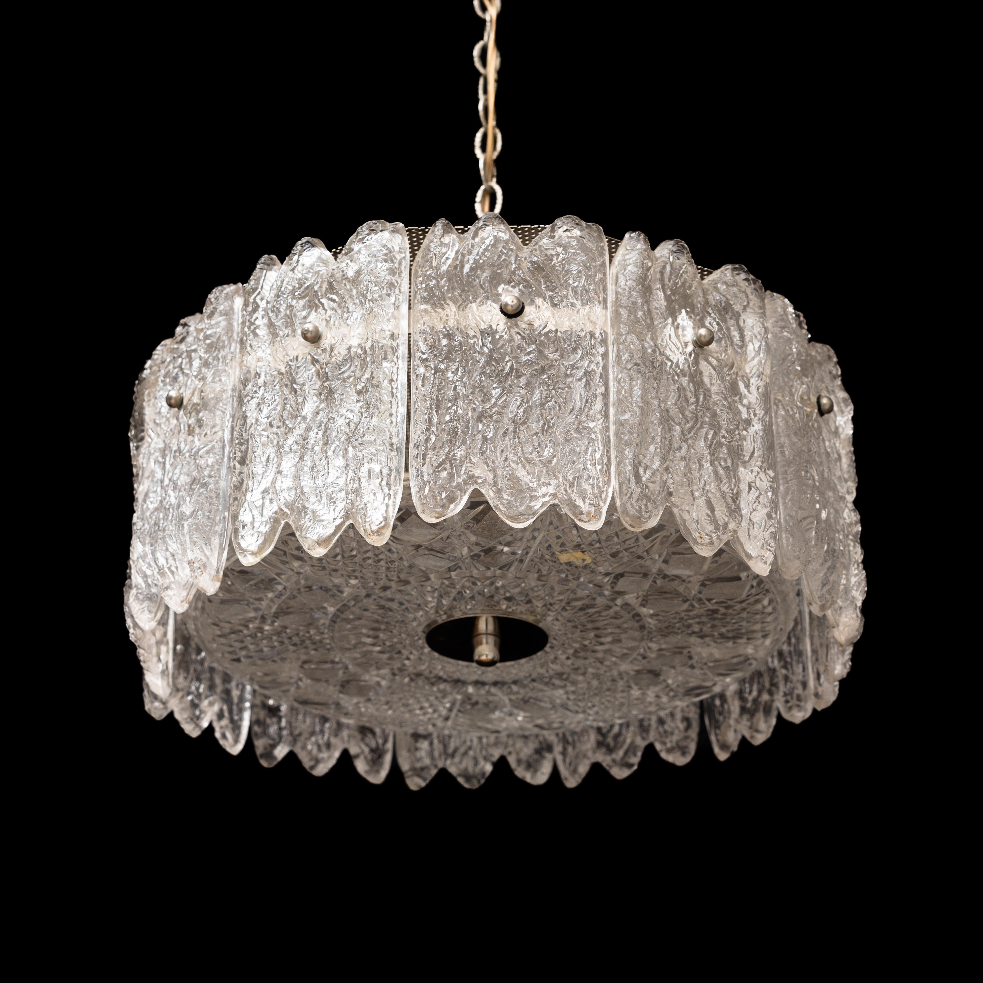 Carl Fagerlund Ice Sculpted Crystal Glass Pendant  For Orrefors, Sweden 1960 For Sale 1