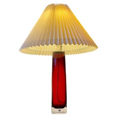 Carl Fagerlund Large Ruby Red Table Lamp for Orrefors, 1960s