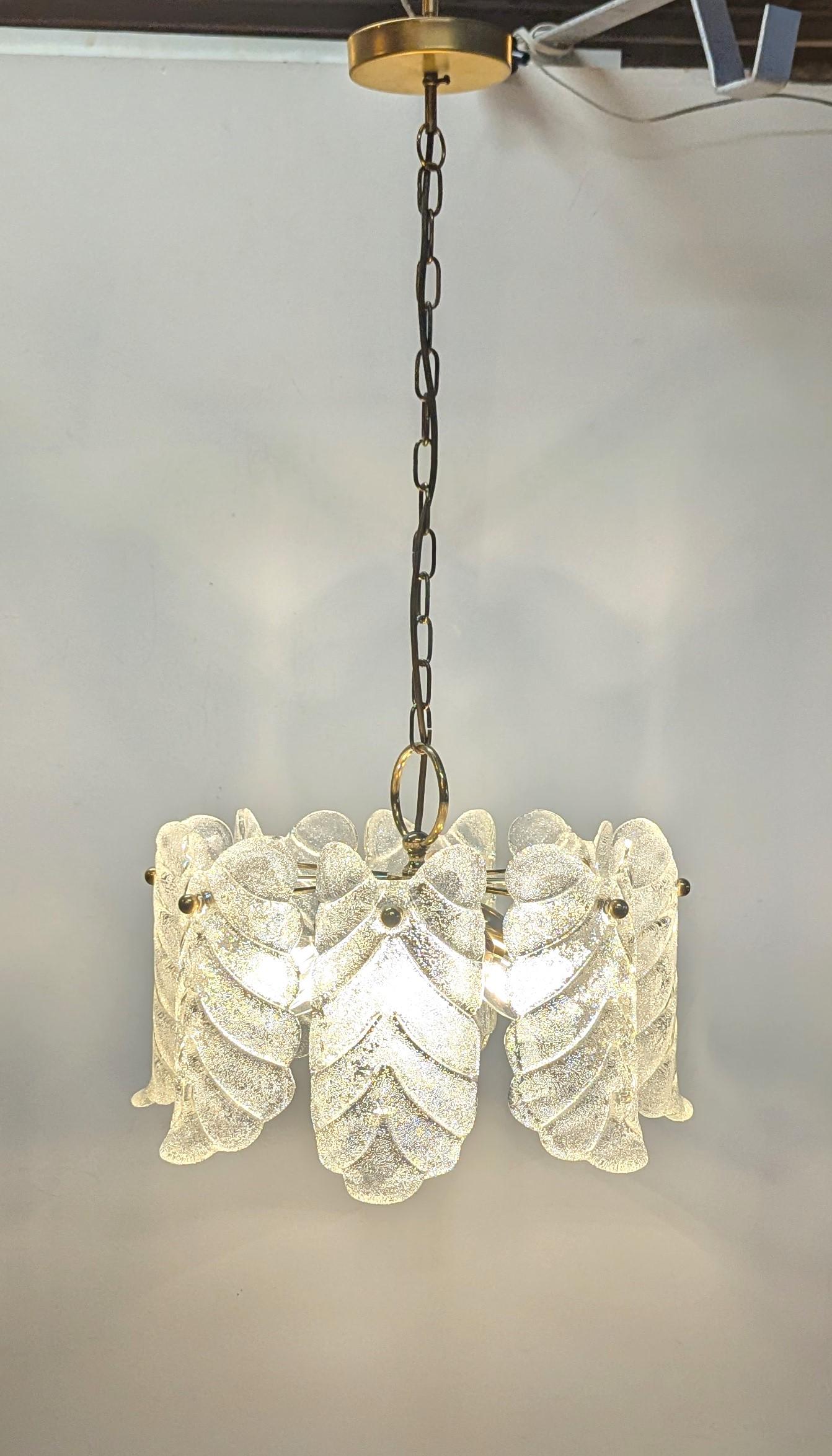 Lampadario a foglie in ottone e vetro di Murano di Carl Fagerlund Orrefors in vendita 3
